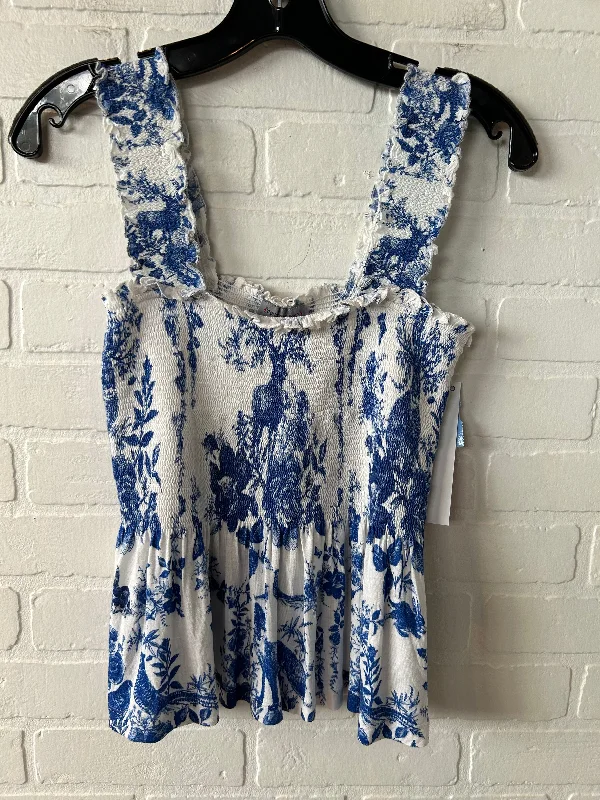 casual short sleeve shirts -Top Sleeveless By Conditions Apply In Blue & White, Size: Xs