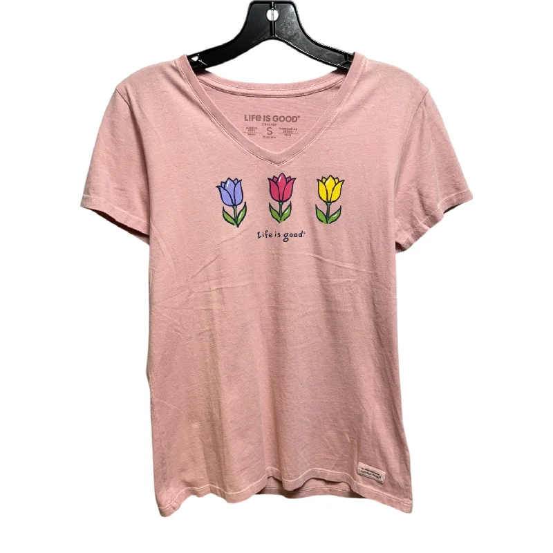 short sleeve workout shirts -Tulip Top Short Sleeve By Life Is Good In Pink, Size: S