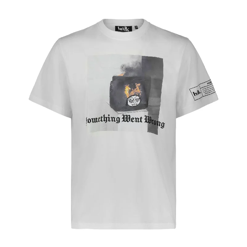 short sleeve t-shirt with inspirational quotes -TV ON FIRE TEE OFF WHITE