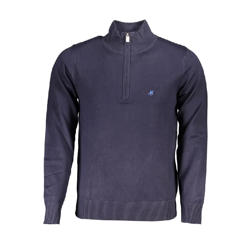 timeless wool sweater for everyday wear-U.S. Grand Polo Chic Half-Zip Sweater with Elegant Men's Embroidery