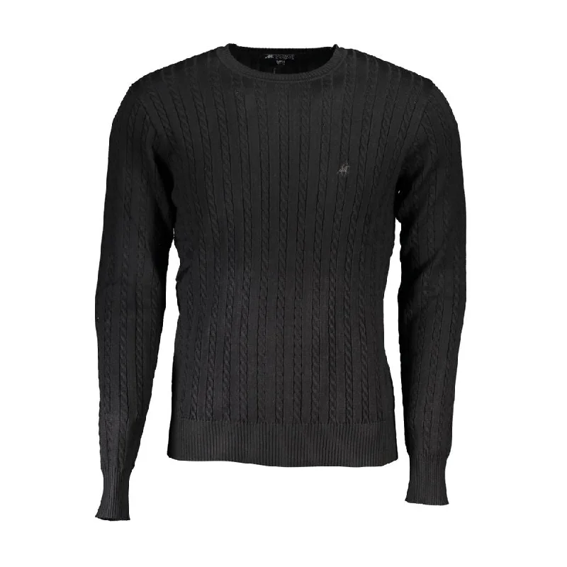 men's cardigan sweater for casual wear-U.S. Grand Polo Elegant Crew Neck Contrast Men's Sweater