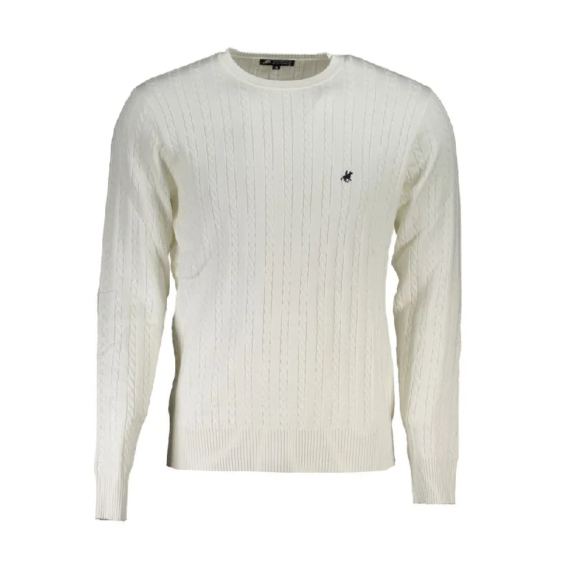 elegant cashmere sweater for layering-U.S. Grand Polo Elegant Crew Neck Sweater with Contrast Men's Details