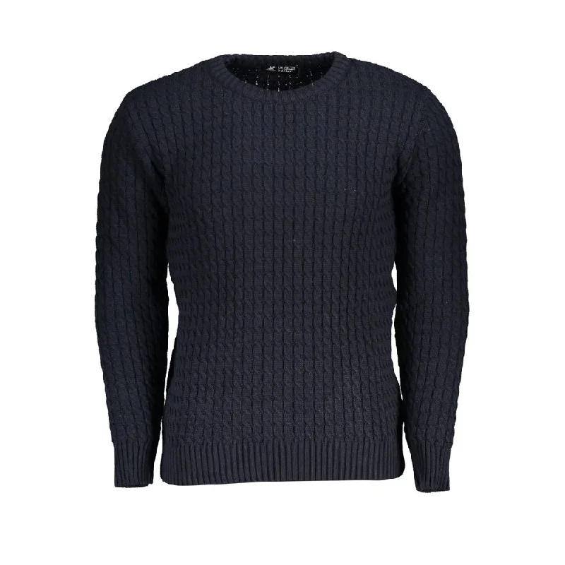 stylish knit sweater with ribbed hem-U.S. Grand Polo Elegant Crew Neck Twisted  Men's Sweater