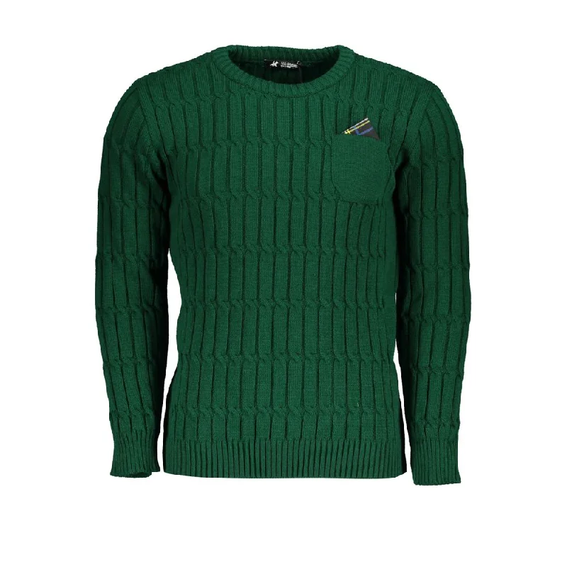 stylish sweater with geometric patterns-U.S. Grand Polo Elegant Crew Neck Twisted  Men's Sweater