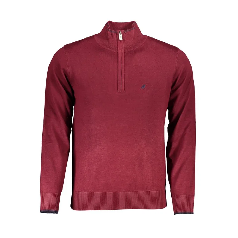 stylish casual sweater for everyday outfits-U.S. Grand Polo Elegant Half-Zip Sweater with Embroidery Men's Detail