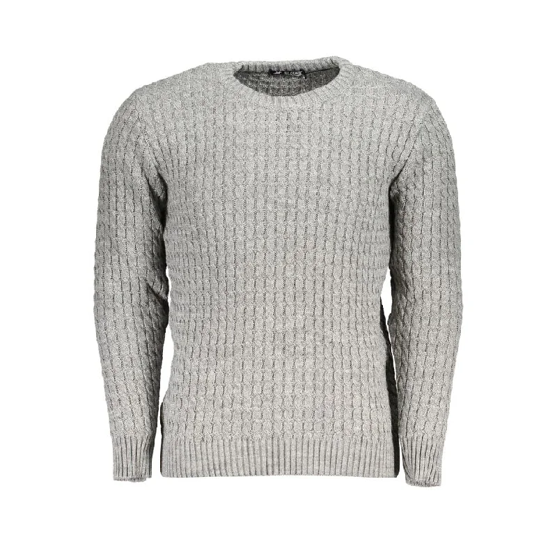 ribbed knit sweater for added texture-U.S. Grand Polo Elegant Long-Sleeved Twisted Crew Neck Men's Sweater