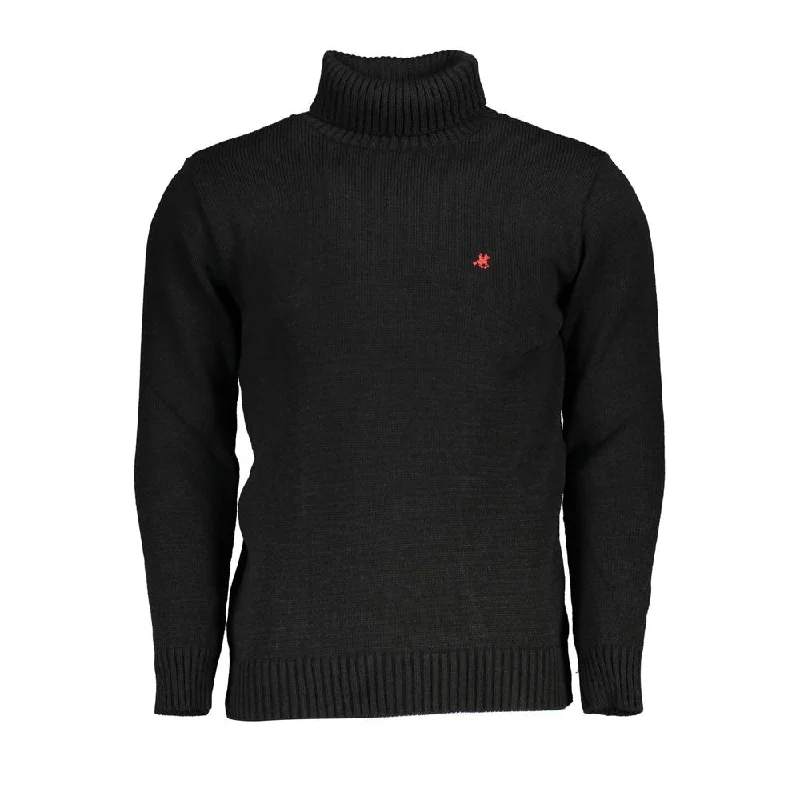 layered sweater for added warmth-U.S. Grand Polo Elegant Turtleneck Embroide Men's Sweater