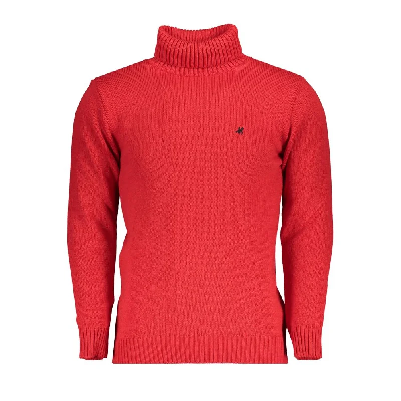 wool sweater with long sleeves-U.S. Grand Polo Elegant Turtleneck Sweater with Embroidery Men's Detail