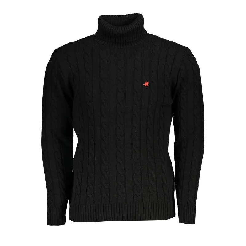 multi-color knit sweater for winter looks-U.S. Grand Polo Elegant  Turtleneck Twisted Men's Sweater