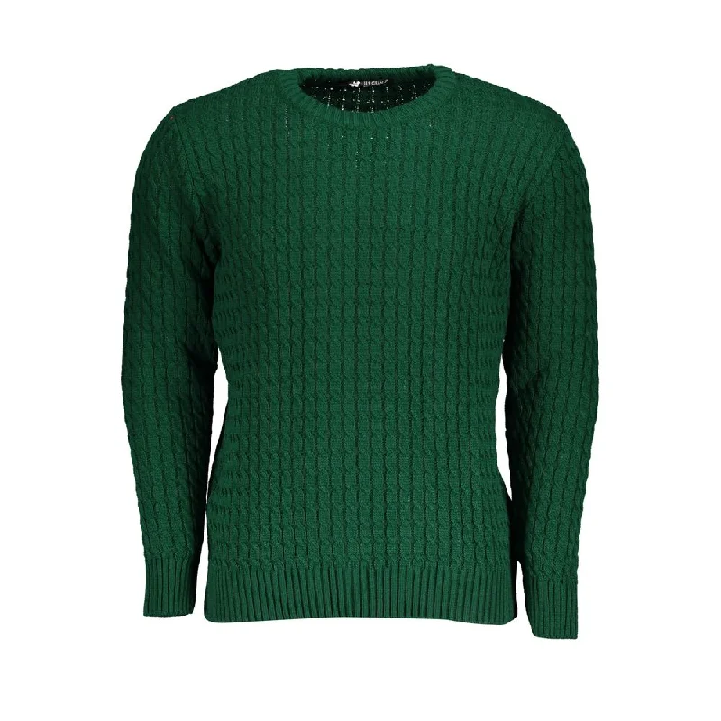 modern knit sweater with a twist-U.S. Grand Polo Twist-Knit  Crew Neck Men's Sweater