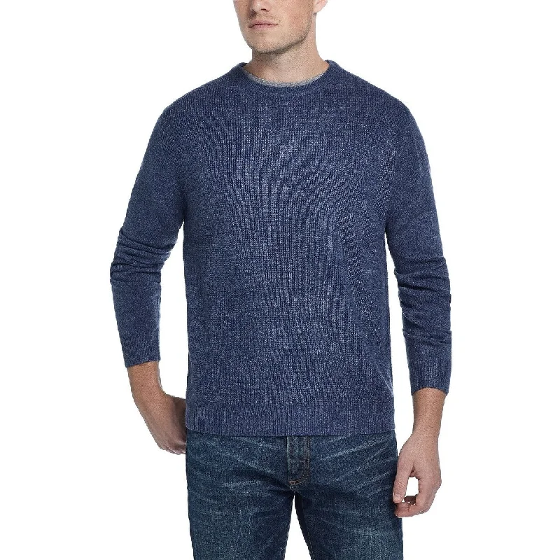 cotton sweater for summer layering-Weatherproof Vintage Men's Waffle Knit Sweater Med Blue Size Medium