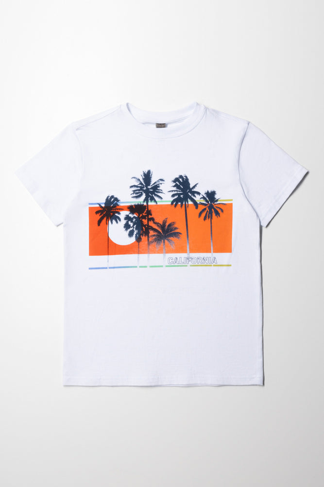 short sleeve printed shirt for men -White Printed T-Shirt