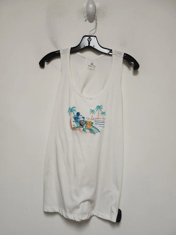 men’s short sleeve casual button-up -White Top Sleeveless Basic Walt Disney, Size S