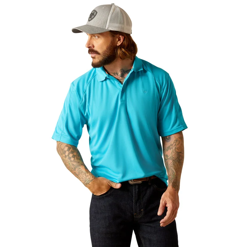 short sleeve raglan t-shirt for men -'Ariat' Men's AC Polo - Turquoise Reef