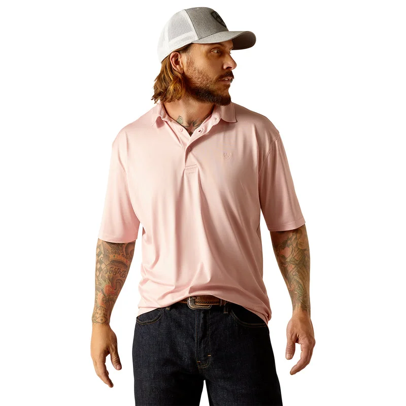 short sleeve sports t-shirt for gym -'Ariat' Men's Charger 2.0 Polo - Pink Daisy