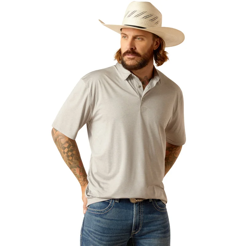 loose short sleeve shirt for gym -'Ariat' Men's Charger 2.0 Polo - Silver Lining