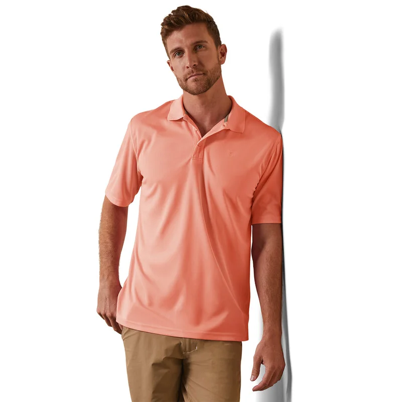 short sleeve t-shirt for travel adventures -'Ariat' Men's Tek Polo - Peach Echo