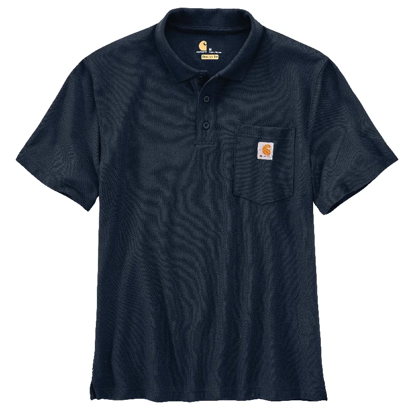 stylish short sleeve t-shirt -'Carhartt' Men's Loose Fit Midweight Short Sleeve Contractor Pocket Polo - Navy