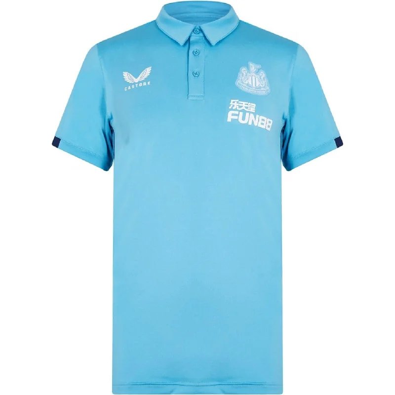 affordable short sleeve t-shirt -Castore Newcastle United 2022/23 Mens Travel Short Sleeve Polo Shirt - Blue