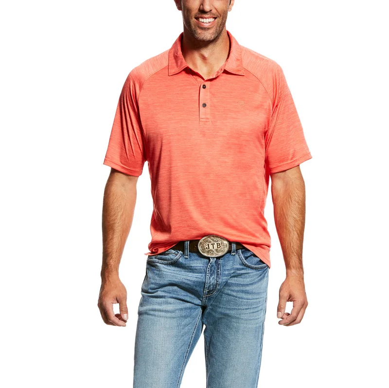 comfortable cotton short sleeve t-shirt -'Ariat' Men's Charger Polo Shirt - Coral Fan