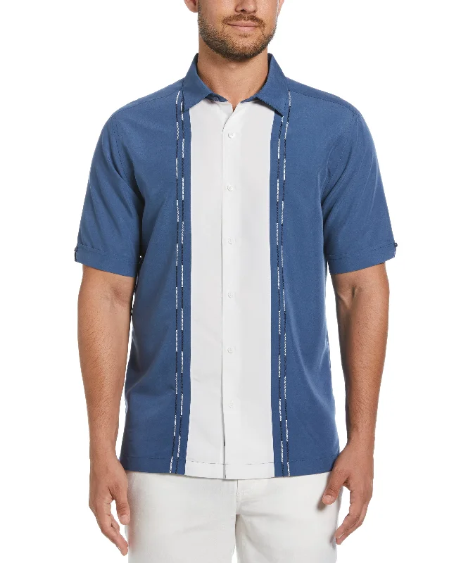 business shirt for meetings -Color Block Embroidery Shirt