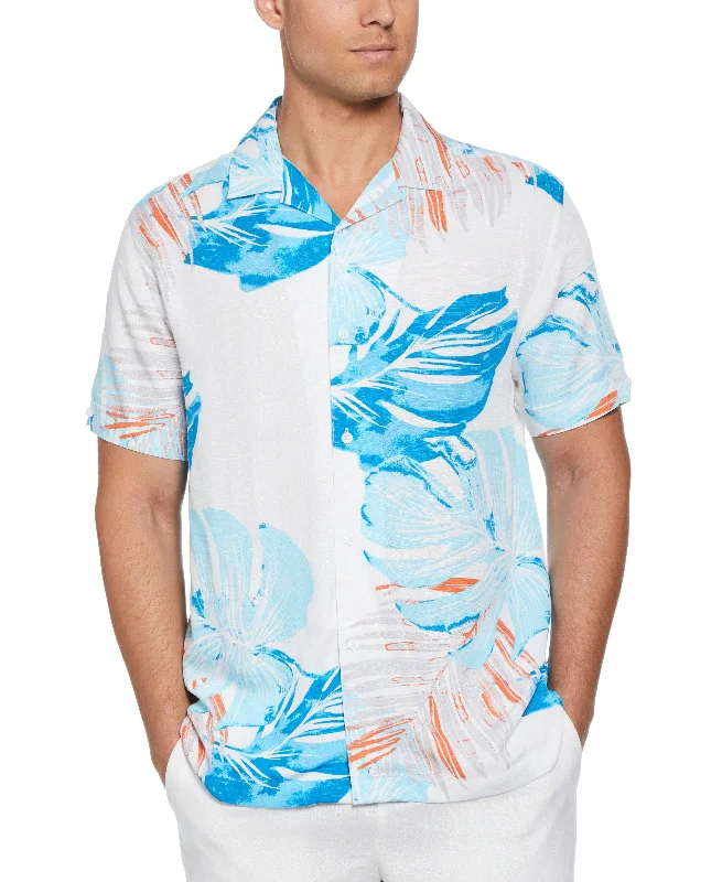 casual shirt for vacation -Exploded Tropical Print Shirt