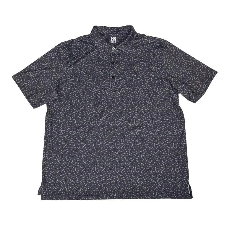 short sleeve button-down shirt -'FX Fusion' Men's Golf Tee Print Polo - Smoke