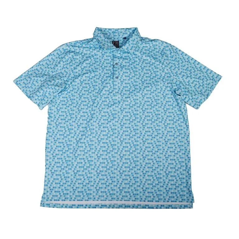 men’s casual short sleeve shirts -'FX Fusion' Men's Golfball Geo Print Polo - Aqua