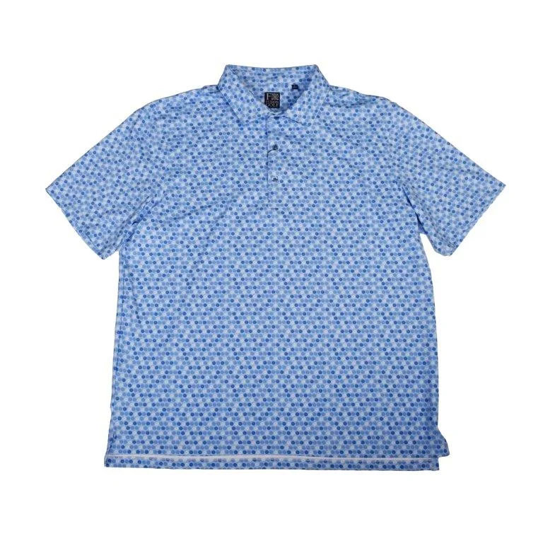 short sleeve t-shirt for outdoor activities -'FX Fusion' Men's Golfball Geo Print Polo - Blue