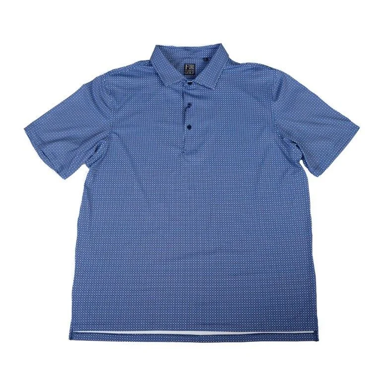 short sleeve v-neck shirt -'FX Fusion' Men's Three Dots Print Polo - Navy