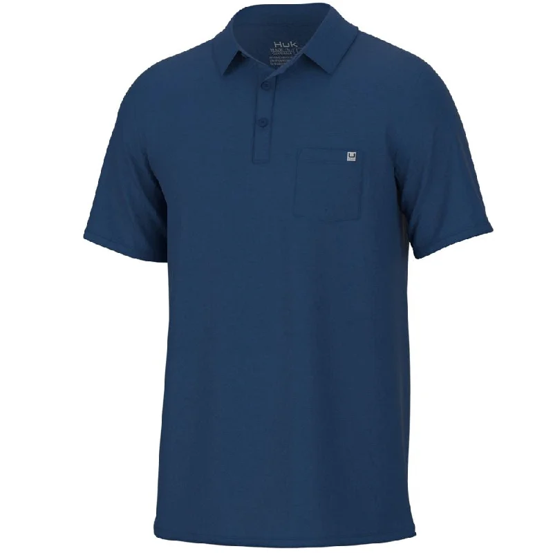 stylish fitted short sleeve shirt for men -'Huk' Men's Waypoint Polo - Set Sail