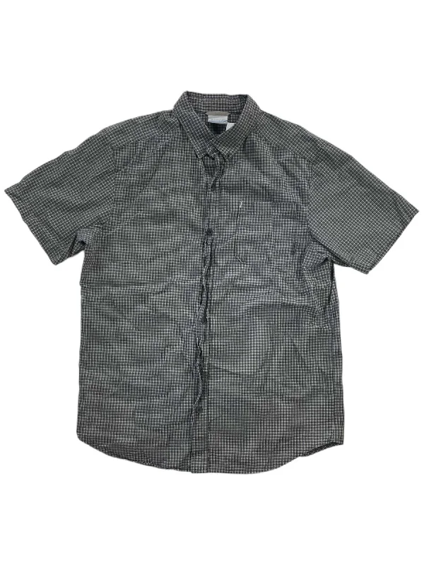 checkered shirt for business casual -Mens Button Up Shirt - Short Sleeve