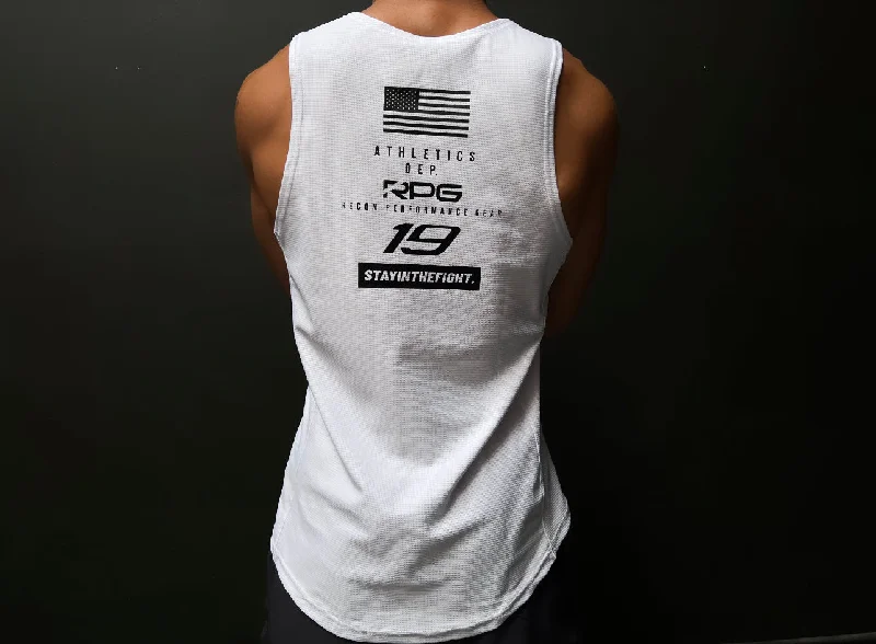 stylish fitted short sleeve shirt for men -MEN'S RPG "PRO ACTIVE" MESH TANK- WHITE