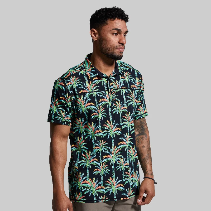 fun print short sleeve t-shirt for men -Men's Tek Polo (Sunset Palm)