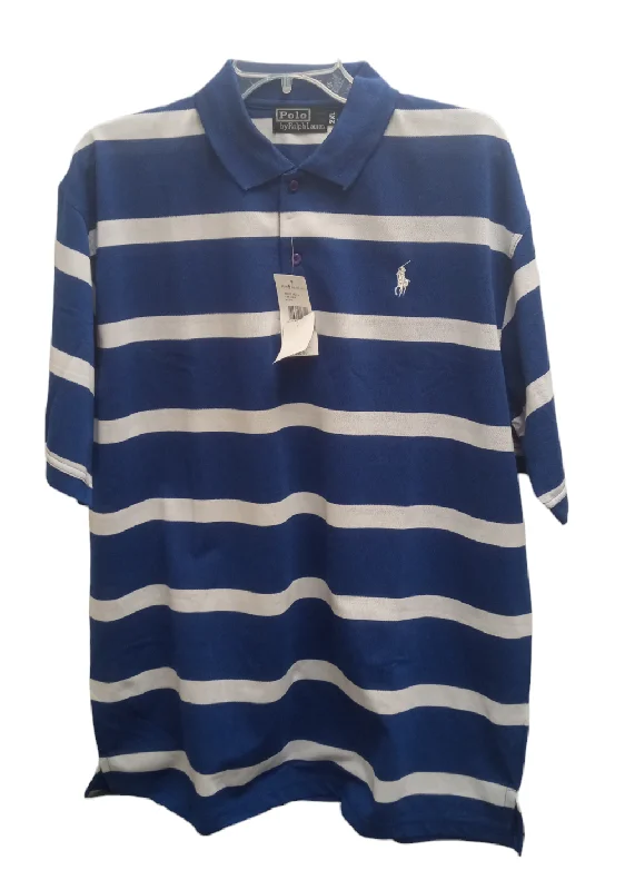 oversized t-shirt for summer -NWT Polo RL Men's Pique Blue Stripe 2X