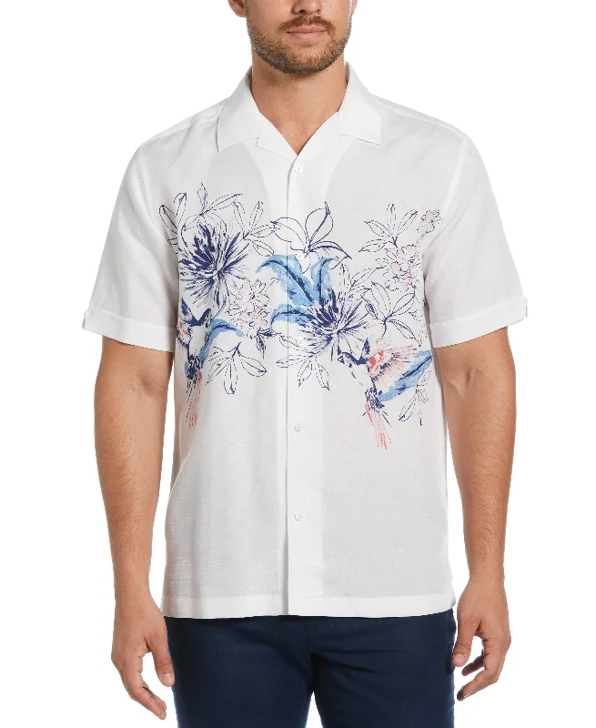 elegant casual shirt -Parrot Chest Print Shirt