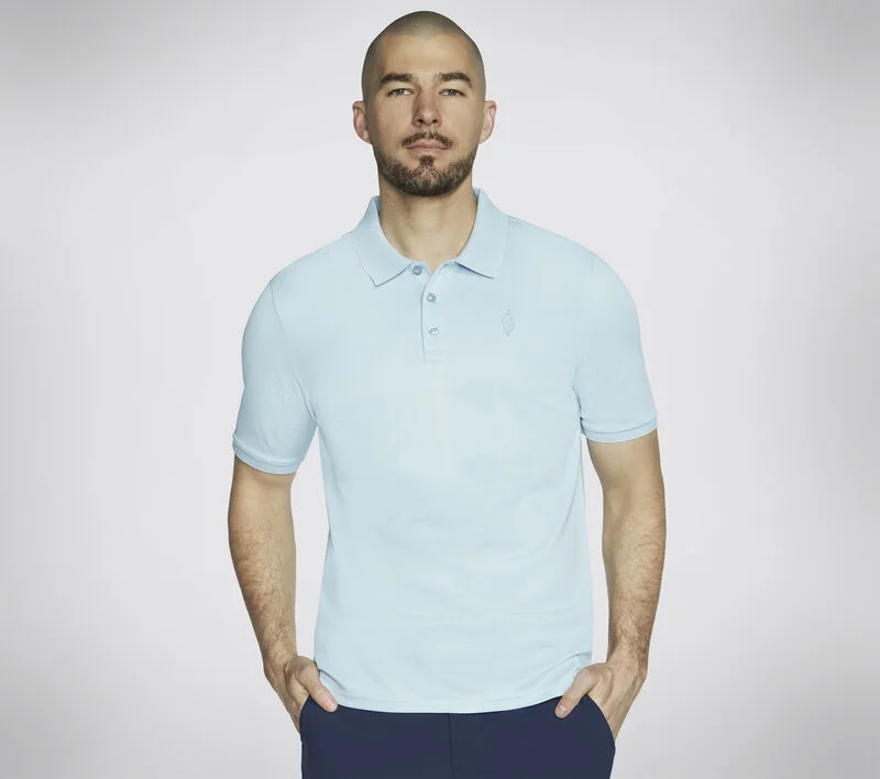 formal short sleeve shirt for men -'Skechers' Men's Off Duty Polo - Natural / Light Blue