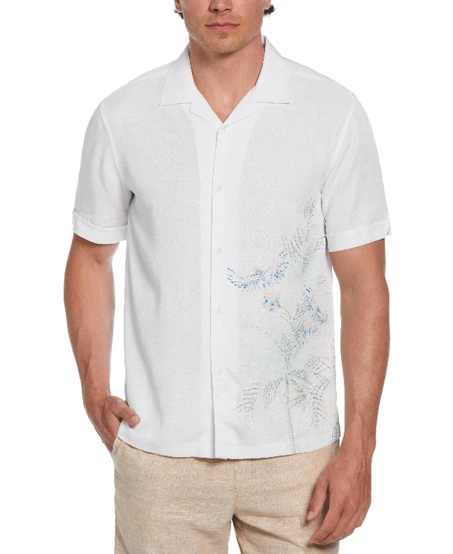 summer casual shirt -Textured Parrot Print Shirt