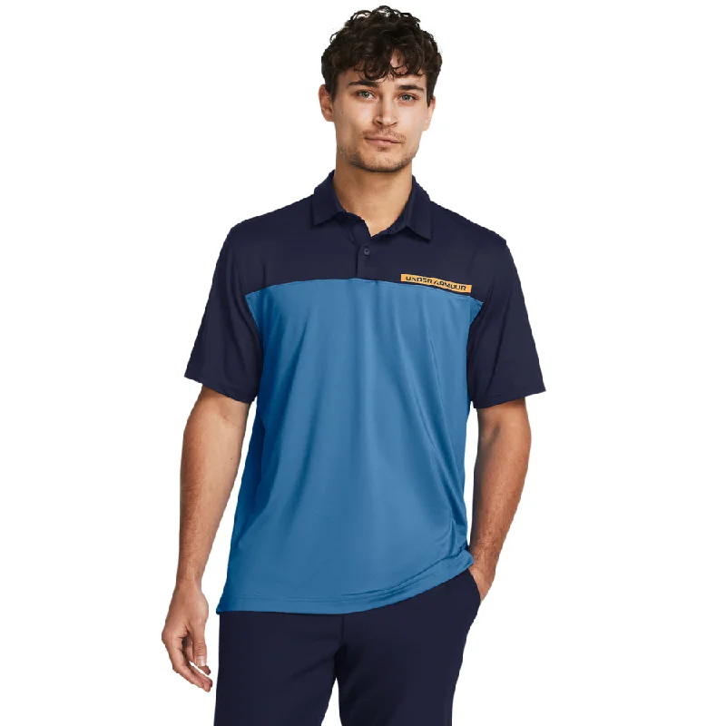 short sleeve t-shirt with bright colors -'Under Armour' Men's T2G Solid Polo - Photon Blue / Midnight Navy