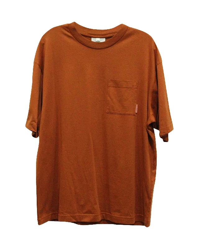 breathable short sleeve t-shirt -Acne Studios Crewneck Pocket Tee in Brown Cotton