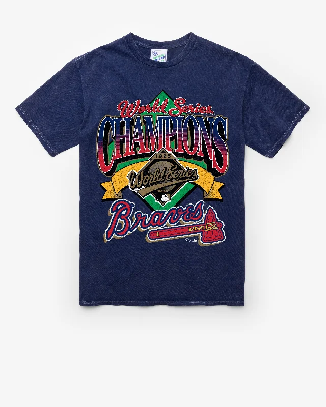 colorful short sleeve t-shirt for men -ATLANTA BRAVES COOPERSTOWN WORLD SERIES LOCKER '47 VINTAGE TUBULAR TEE