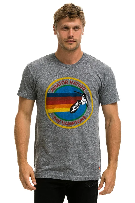 cool print short sleeve t-shirt for men -AVIATOR NATION HAMPTONS UNISEX CREW TEE - HEATHER GREY