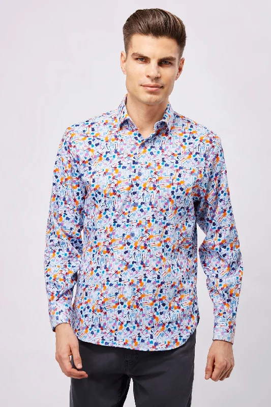 casual checkered shirt for men -Blue with Guitars Shirt