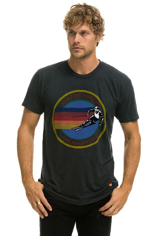 men’s stylish short sleeve t-shirt for gym -AVIATOR NATION HAMPTONS UNISEX CREW TEE - CHARCOAL