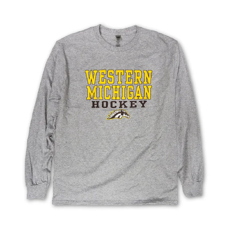 graphic short sleeve t-shirt -Western Michigan Hockey Spirit Mark Long Sleeve