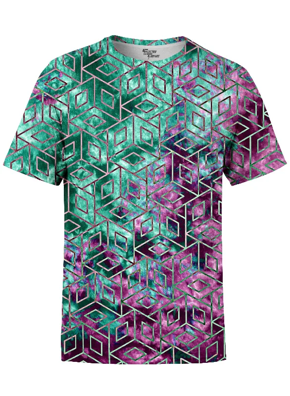 fun print short sleeve t-shirt for men -Cubic Nebula Unisex Crew