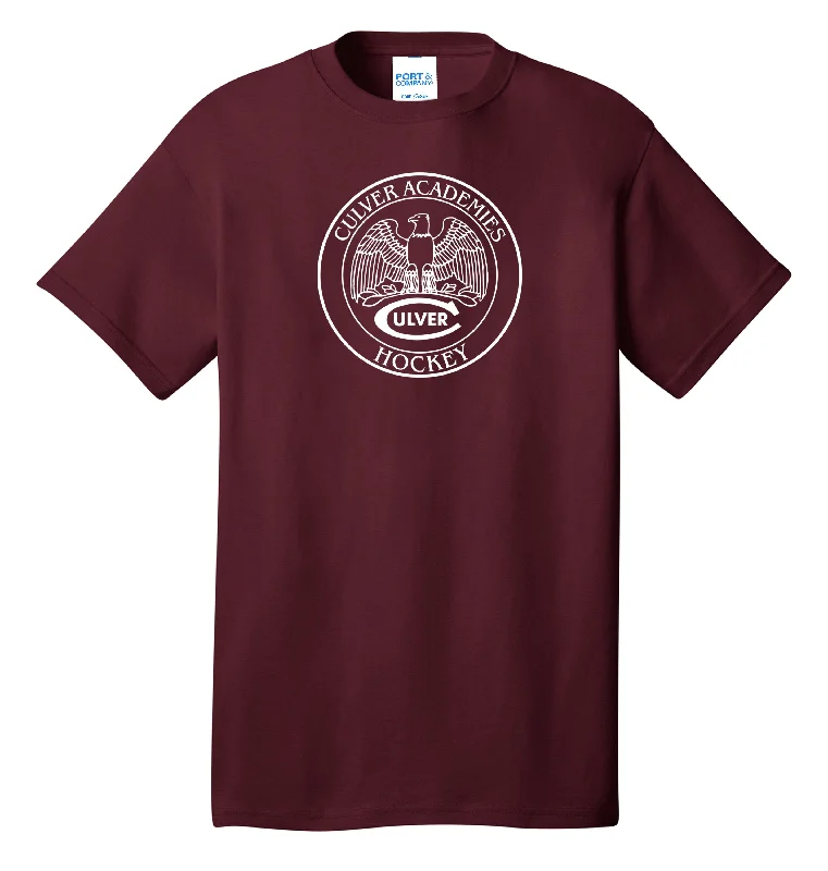 embroidered short sleeve t-shirt -Culver Athletics Tees - Hockey - Maroon