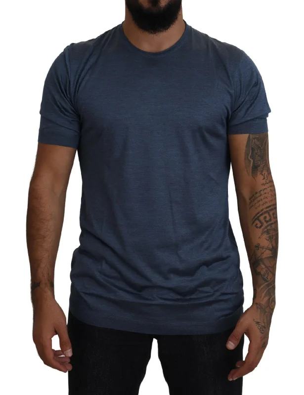 professional short sleeve shirt for work -Dolce & Gabbana Elegant Silk Crewneck  Men's Tee