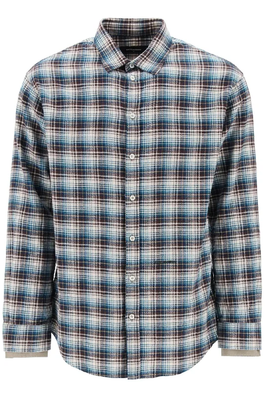 fitted dress shirt with cuffs -Dsqua2 Men's Check Shirt With Laye Sleeves