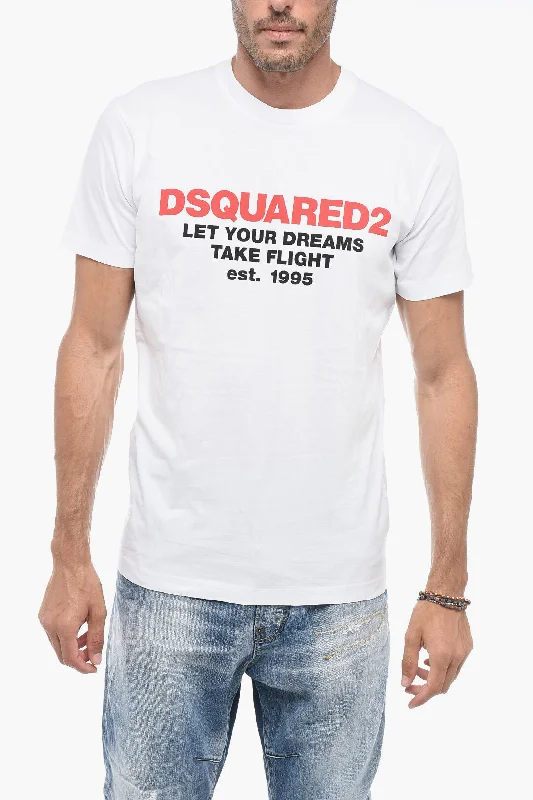 soft cotton short sleeve shirt for kids -Dsquared2 Crewneck T-shirt with Logo Print